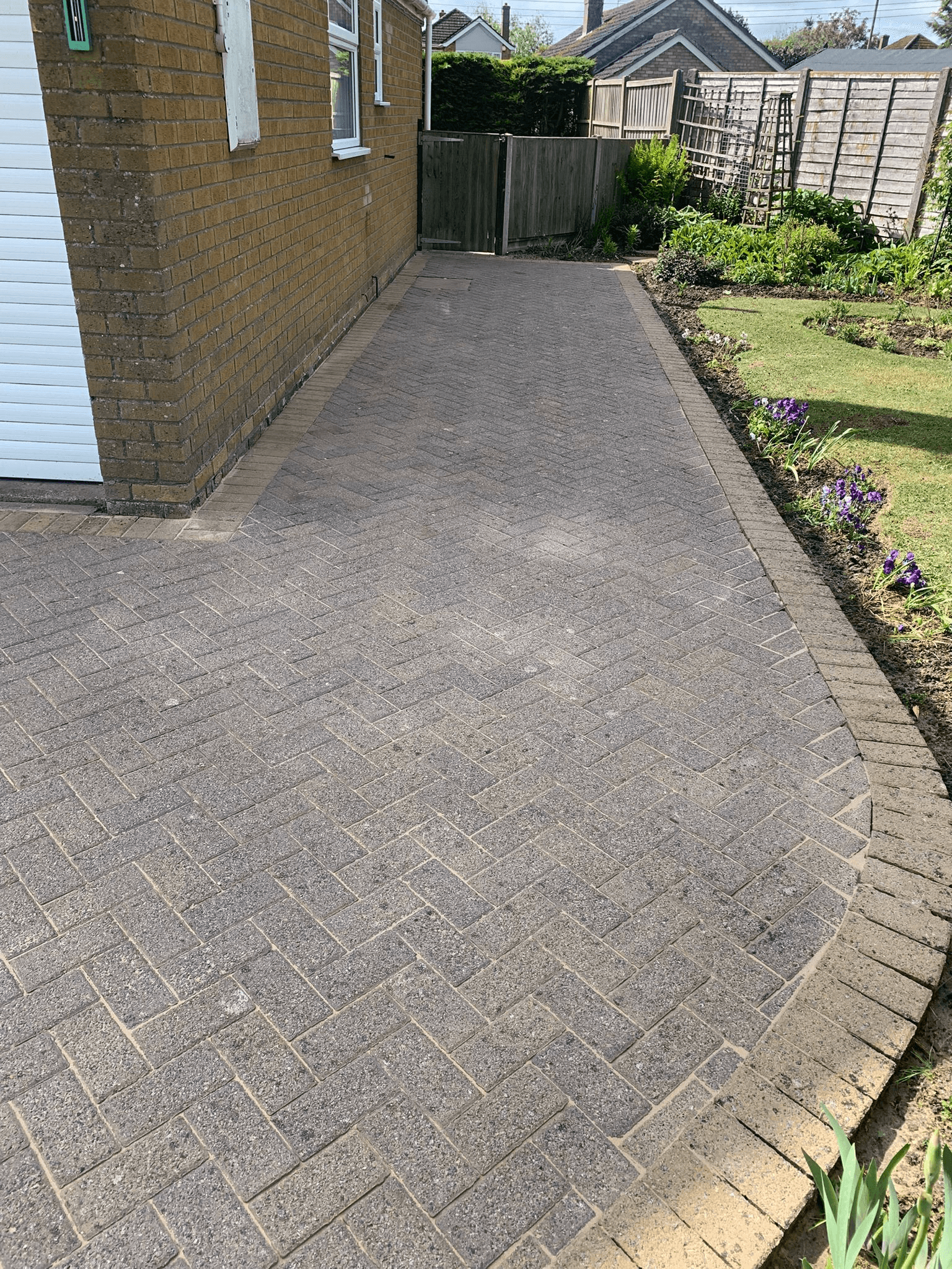 Driveway cleaning in progress
