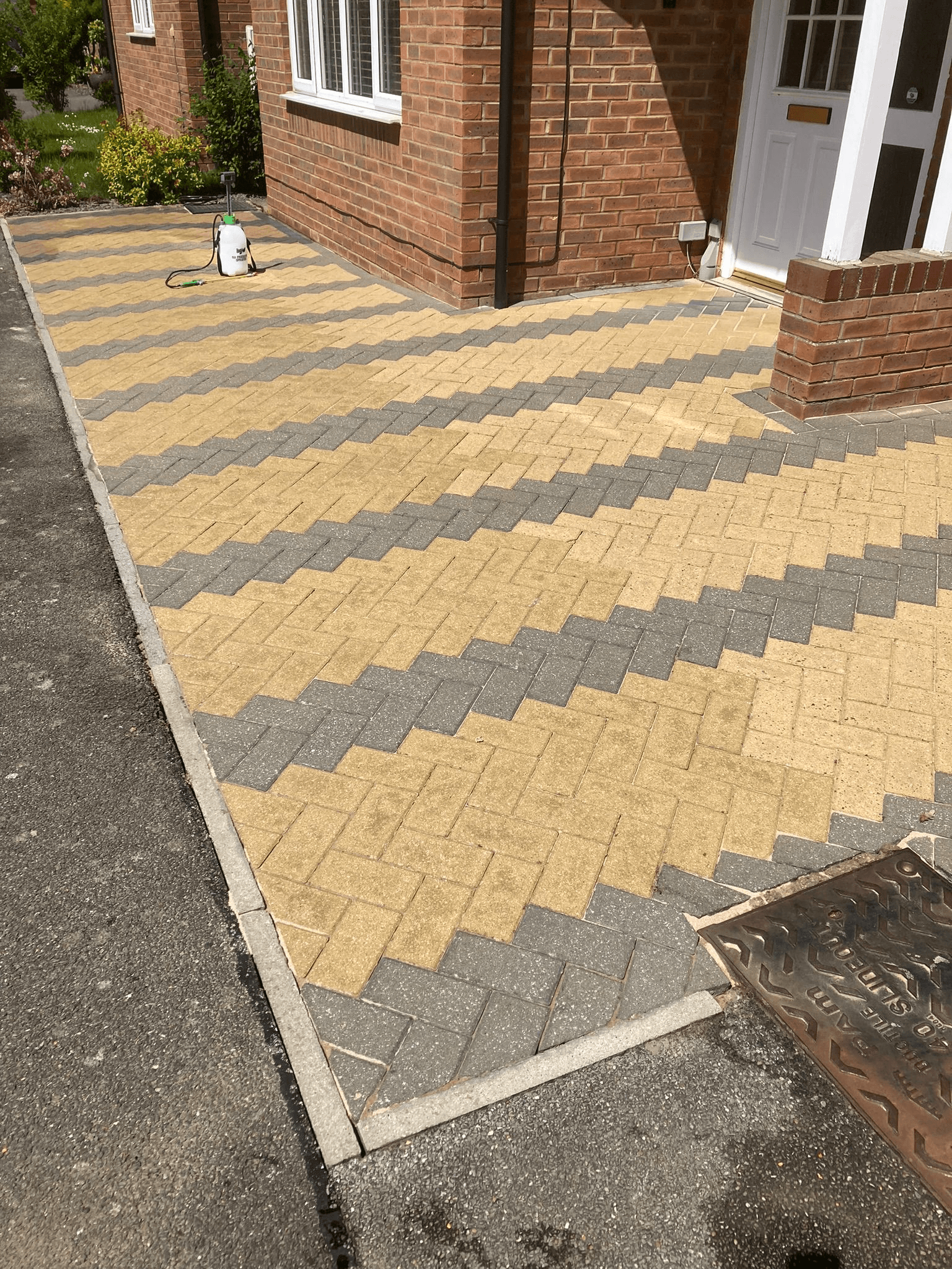 Driveway after pressure washing treatment